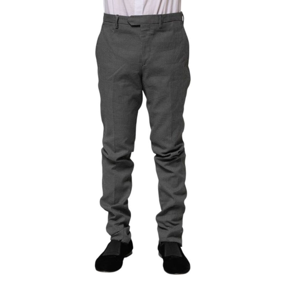 BENCIVENGA Black White Checkered Tapered Dress Men's Pants